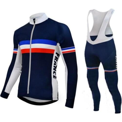 SPRING SUMMER 2016 FRANCE NATIONAL TEAM Mens Cycling Jersey Long Sleeve Bicycle Clothing With Bib PANTS Ropa Ciclismo