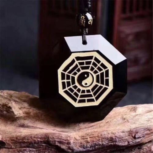 Koraba Fine Jewelry Lucky Blessing Beads Pendant Necklace Natural Black Obsidian Hand Carved Gossip Free Shipping