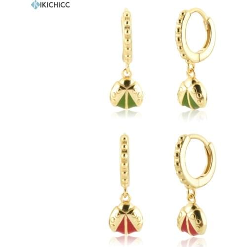 KIKICHICC 925 Sterling Silver Gold Drop Earring Apple Red Enamel Piercing Pendiente Luxury Jewelry Clips For Women Luxury Party