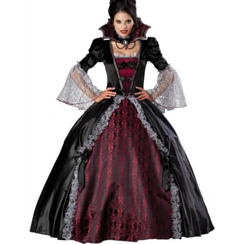 New 2017 Adult Queen Of The Vampires Costume Halloween Costumes for Women Sexy Cosplay Black Gothic Lolita Dress Fantasy W158817