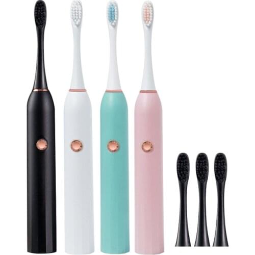 Electric Toothbrush Adult Non-rechargeable Soft Hair Automatic Waterproof Oral Hygiene Tooth Brushes with Replacement Heads Set