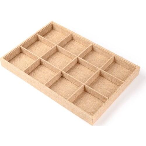 1pcs Cloth and Wood Pendant Charms Display Storage Carrying Boxes with Glass Rectangle NavajoWhite 24x35x4.5cm