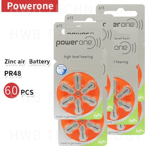 10pack(60pcs )High Quality Genuine PowerOne PR48 P13 A13 S13 zinc air button battery for Hearing aid Free Shipping