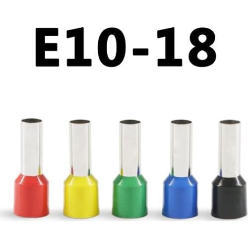 100pcs E10-18 7awg fio Copper Crimp Connector terminal pairs ve10 Longo - 18 Tube End VE10-18