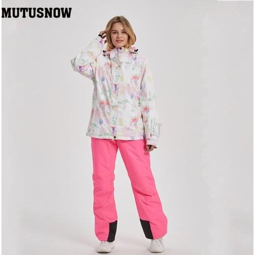 2020 Ski Suit Adult Women Winter Waterproof Breathable Warm Snowboard Jacket Bibs Pants Wind Resistant Outdoor Snowboard Suit