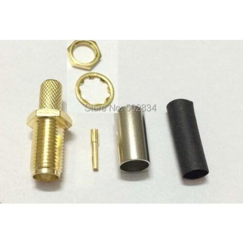 50pcs/lot RP-SMA female nut bulkhead Cable for RG58 RG142 RG400 LMR195 connector Adapter