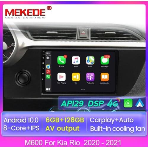 6+128 Android 10.0 DVD 2 Din Car Radio Multimedia Video Player Navigation GPS for KIA RIO 4 X-line 2020 2021 Carplay AUTO Stereo