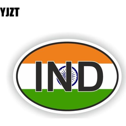 YJZT 13.9CM*9.3CM Car Styling INDIA COUNTRY CODE Flag Helmet Decal Car Sticker 6-2237