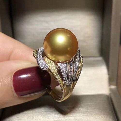 Free shipping ,100% south sea gold PEARL RING,11-12 mm, 925 silver pearl adjustable ring ,freshwater purple ring