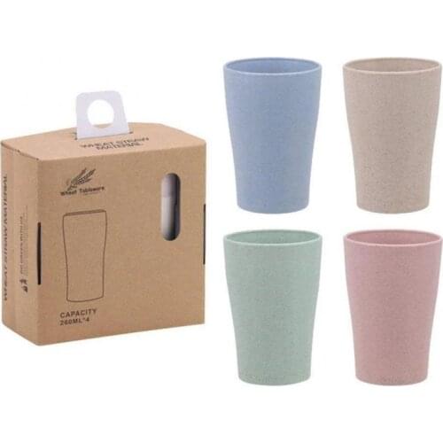 4pcs/set Biodegradable Wheat Straw Tumblers Temperature Resistant Eco-friendly Home Bathroom Cups Food-safe Household Cup