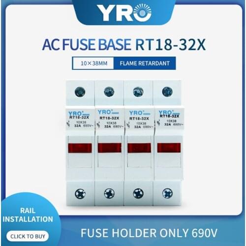 1PC RT18-32 4P 10x38mm PBT Copper Fuse Holder 500V 32A