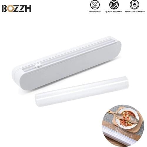 BOZZH Fixing Food Wrap Dispenser Cutter Foil Cling Film Wrap Dispenser Plastic Sharp Cutter Storage Holder Kitchen Accessories