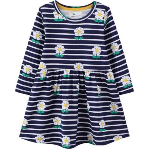 Princess Floral Girls Dresses For Autumn Winter Long Sleeve Childrens Clothes Cotton Flowers Kids Costume Dress