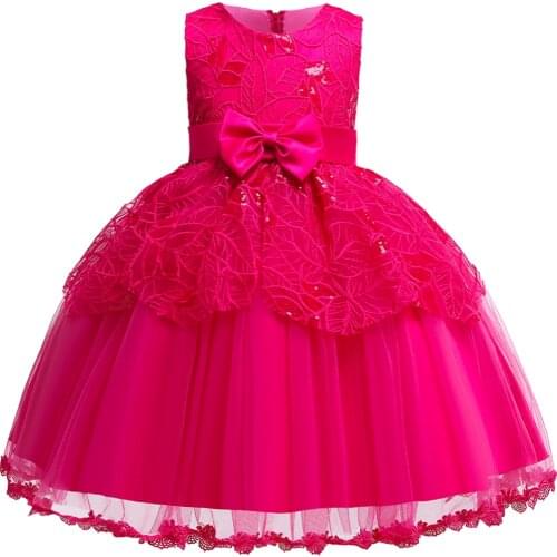 2019 Kids summer Princess Party Dress for Girls Infant Lace petal Children Bridesmaid Elegant Dress for Girl baby Girls Clothes