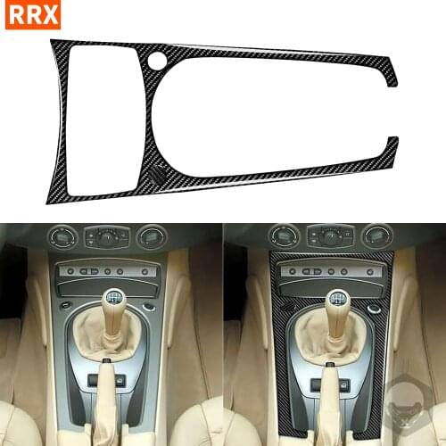 For BMW Z4 E85 2003-2008 Carbon Fiber Stickers Black Color Gear Box Button Panel Shift Decoration Strip Interiors Accessories