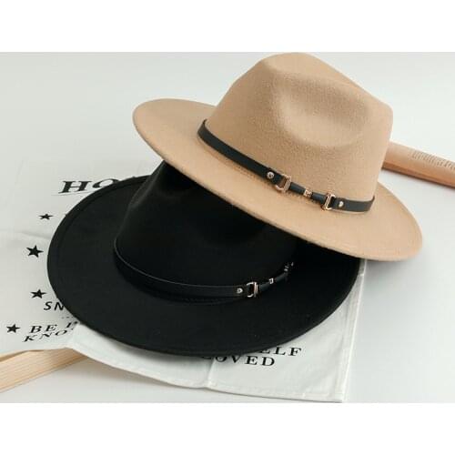 Top hat winter belt male big brim gentleman jazz hat large size British retro woolen hat mens hat cloche hat