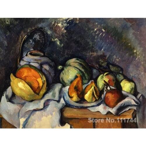 Art impressionism Still Life with Fruit and a Ginger Pot Paul Cezanne paintings reproduction High quality Hand painted