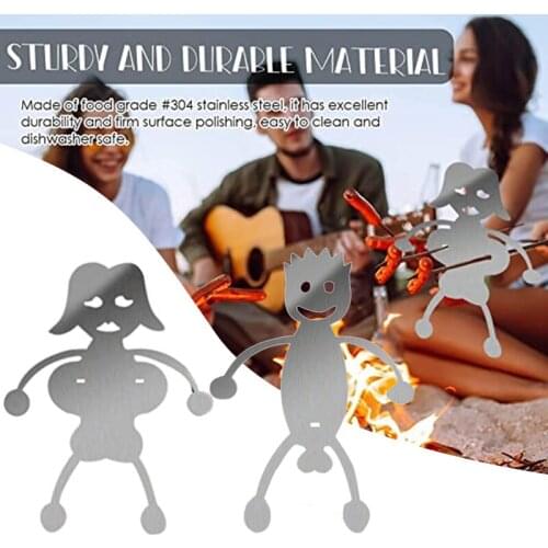 2 PCS Strainless Steel Roasters Space Saving Easy Operation Reusable Long Lasting Suit for Campfire Bonfire Grill GQ