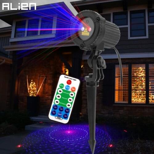 ALIEN Remote 8 Patterns Red Blue Outdoor Laser Lights RB Effect Projector Christmas Lighting Waterproof Garden Xmas Tree Light