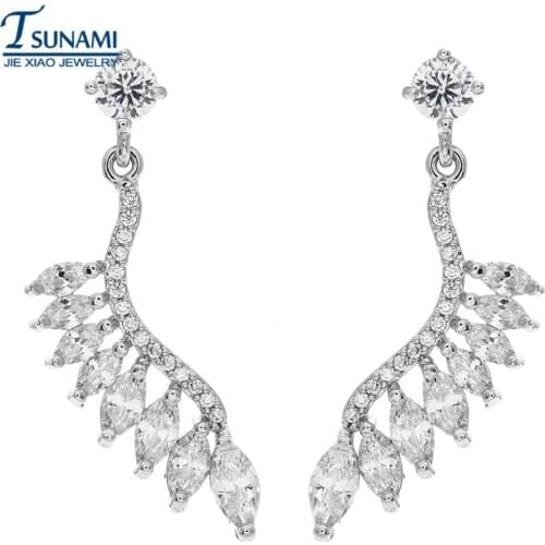 Fashion long feather zircon earrings Exquisite gift of female AAA zircon nail girl ER-142