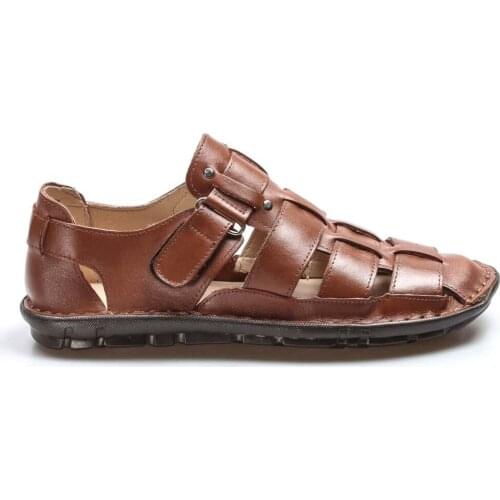 Genuine leather tan male classic sandals 927 ma021