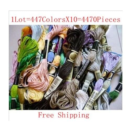 New High Quality Cross Stitch Thread 1Lot=4470 Pieces=447ColorsX10Sets Similar DMC Thread Cotton Knitted Wire Free Shipping