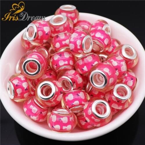 10Pcs Wholesale Lots Bulk Round Glass Resin Beads Fit Pandora Charms Bracelet Bangle Necklace European Beads for Jewelry Making