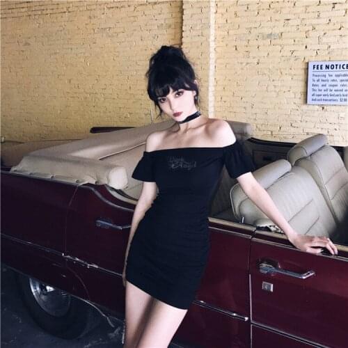 Leixin original dark angel glitter flat shoulder pleated hip T shirt dress summer sexy European and American supermodel ins