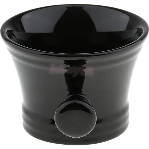Durable Black Ceramics Salon Barber Shaving Brush Mug Bowl Mens Hair Beard Shave Soap Cup Shaving Grooming Tool for Men