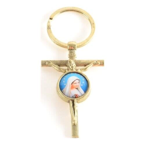 Religious Jesus Fish Cross Key Chain, Charm Golden Cross Fish Car Key Chain Jewelry Key Ring Gift Mixed color