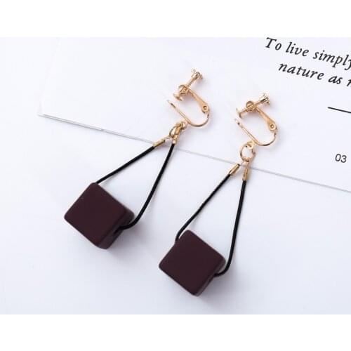 DIY Jewelry long chain geometric clip resin girl fashion accessories web celebrity gift earrings