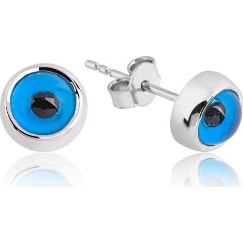 Silverlina Silver Studded Evil Eye Earrings
