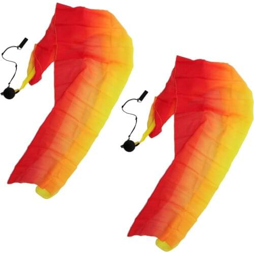 2pcs Belly Dance Silk Veil Poi Throw Balls Dancing Accessories 78.7 x 27.5in