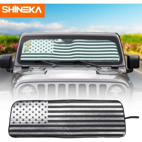 SHINEKA Windshield Sunshades For Jeep Wrangler JL JLU 2018 2019 Accessories Sun Shade Side Heat Shield Sun Visor Mat 2 4 Door