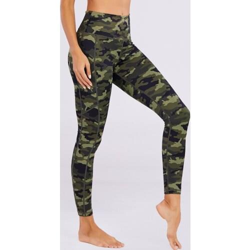 SALSPOR Camouflage Green Leggings Fitness Sport Push Up Leggings Ankle Length Workout Pants Summer Gym Clothing