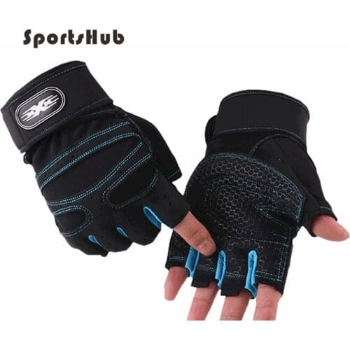 SPORTSHUB Professional Half Finger Gym Fitness Gloves Body Building Training Wrist Glove for Dumbbell Weightlifting EF0034