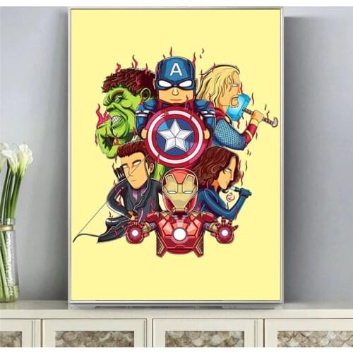 Superhero US Captain Hulk Thor Creative Cartoon High Definition Poster Print Canvas Living Room Bedroom Decoration Cuadros