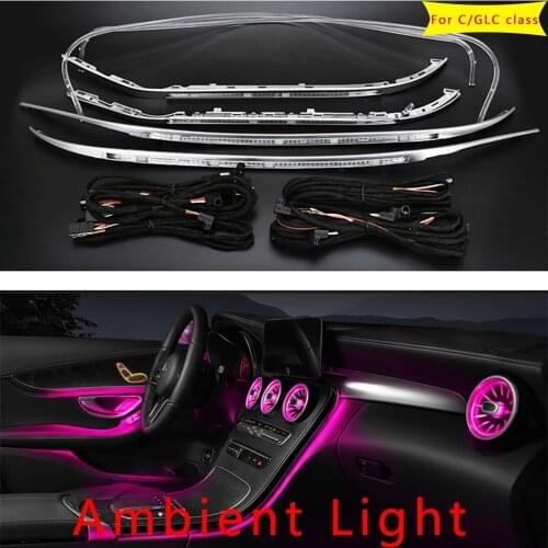 For Mercedes Benz C/GLC class w205 X253 C200L ambient lamp lights for illuminated car Styling 3/12/64 colors LED ambient light