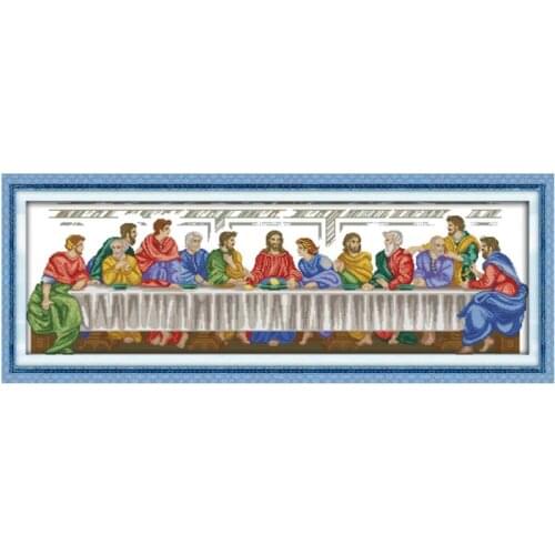 Last Supper Jesus Christian Handmade Embroidery Pattern Cross Stitch Furniture Decoration Hanging Picture