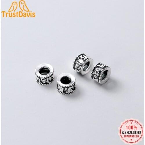 TrustDavis Fashion Pendant Charm 925 Sterling Thai Silver 7-8mm Beads Charms For Bracelet or Necklace DIY Accessories DZ454