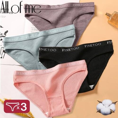 3PCS Women Cotton Underwear Panties Female Sexy Briefs Brand Band Waist Pantys Set Solid Color Intimates Lingerie for Girl M-XL