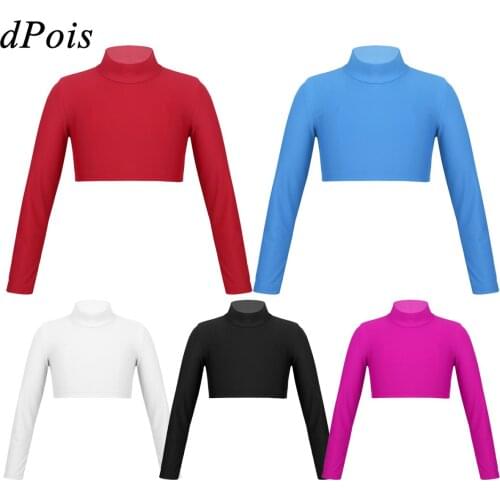 Kid Girls Long Sleeve Latin Dance Crop Top Hip Hop Shirt Cropped Sweatshirt Tops for Jazz Dancing Stage Performance Dancewear