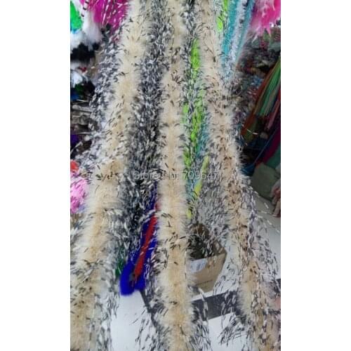 Feather decoration!1pc/lot Luxury Khaki & Black White OSTRICH BOA MARABOU FEATHER BOA - dance, costume, burlesque high quality