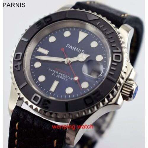 W2458 Parnis 41mm Blue Dial Sapphire Glass Automatic Watch