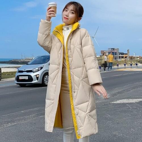 Down Jacket Ladies 2019 new Down Coat Winter long section Korean version of white duck down stand collar fashion Women Coat