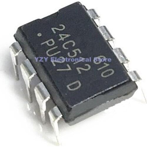 1PCS/LOT AT24C512-10PI-2.7 DIP8 Line 24C512 EEPROM memory New Original In stock IC