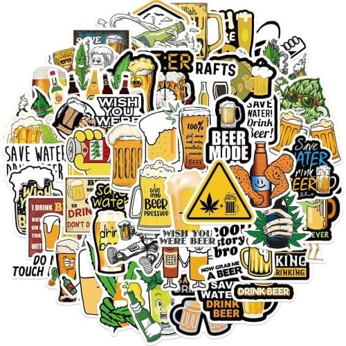 10/30/50PCS yellow celebrate Beer festival Stickers Waterproof Motorcycle Luggage Suitcase Graffiti DIY Sticker kids toy