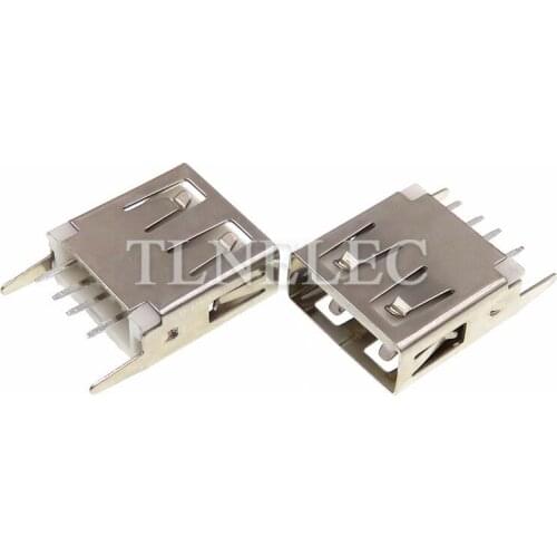 10pcs 4 Pins Straight Edge Famale Socket Right Angle Fixed Connector Socket Port USB 2.0 Type-A Straight Insert Interface