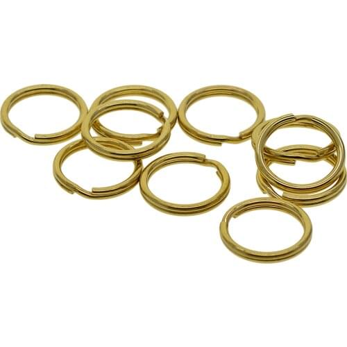 10Pcs Solid Brass Split Key Ring Fob Holder Hardware Loop Findings Connector