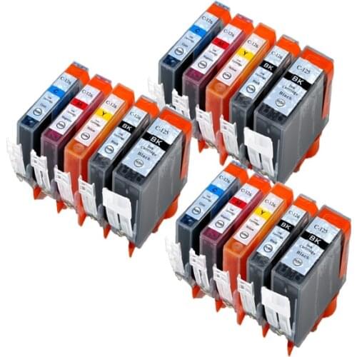15pcs PGI-125 PGI 125BK CLI 126 ink cartridge For canon PIXMA IP4810 IP4910 IX6510 MG5210 MG5310 printers